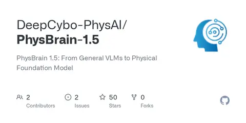 GitHub card for the PhysBrain 1.5 physical foundation model repository