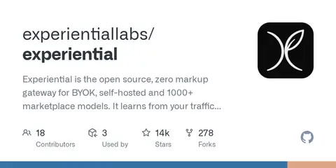 GitHub card for the experientiallabs/experiential model gateway repository