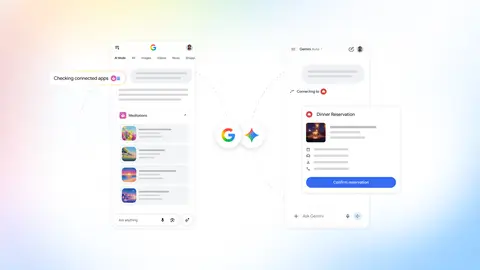 Google blog banner for the Connected Apps Platform preview for Search and the Gemini app
