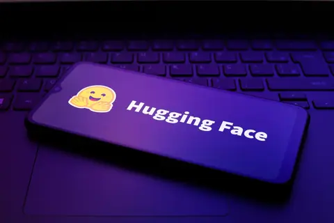 Hugging Face logo shown on a smartphone screen