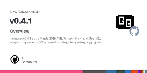 llama.cpp v0.4.1 release page on GitHub