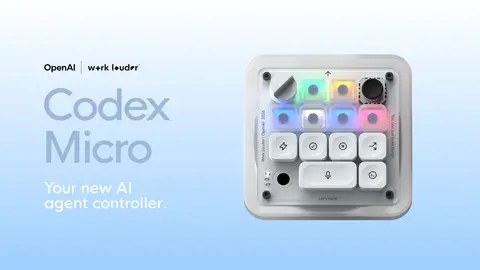 OpenAI × Work Louder Codex Micro macro pad with six LED agent keys, joystick, dial and thirteen mechanical switches