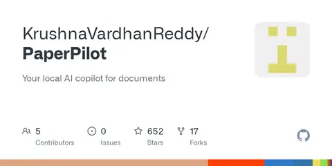GitHub social card for the PaperPilot repository by KrushnaVardhanReddy