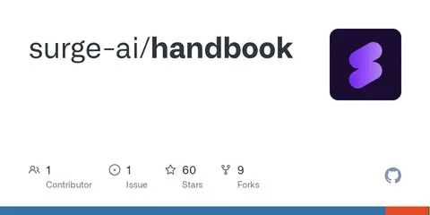 GitHub repository preview for surge-ai/handbook — HANDBOOK.md agentic instruction-following benchmark