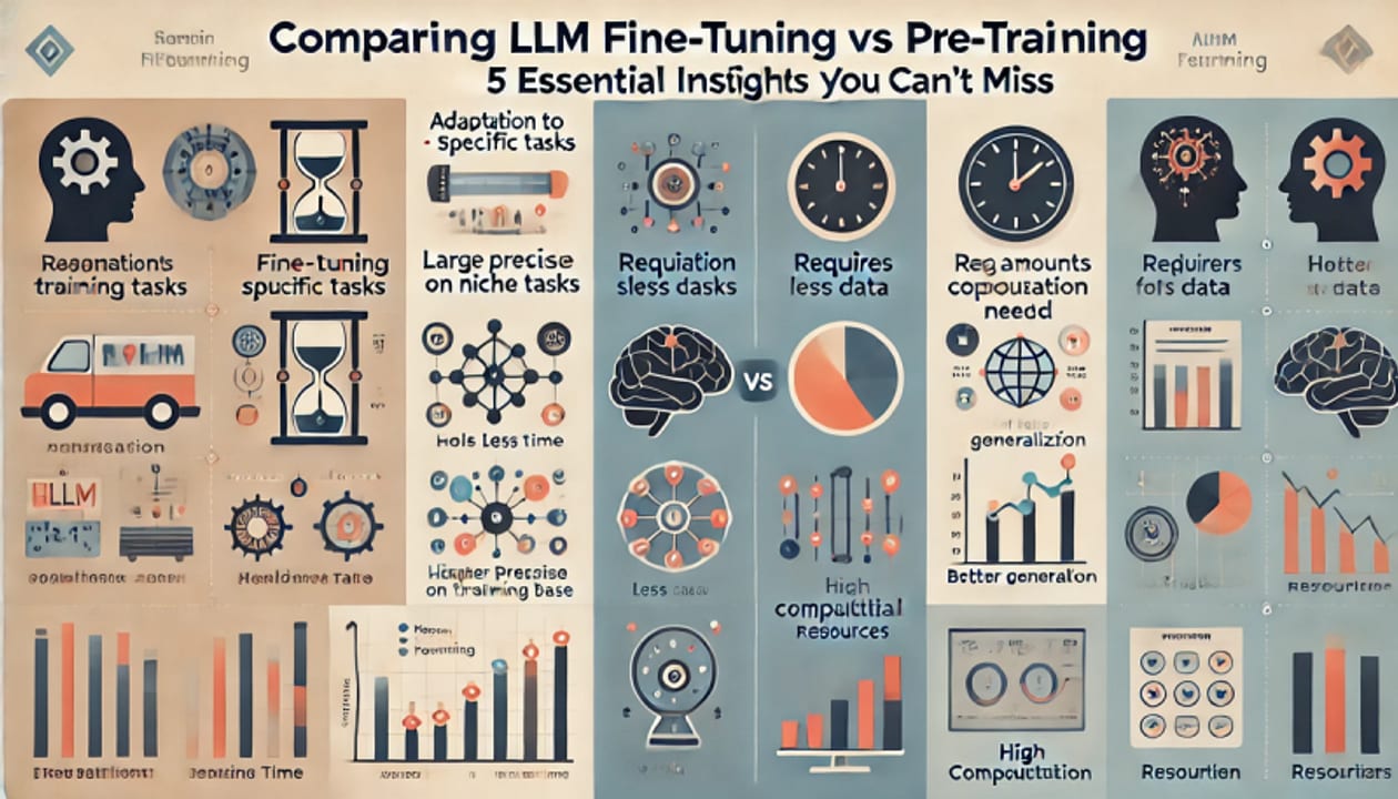 LLM Pretraining vs Fine-Tuning — diagram